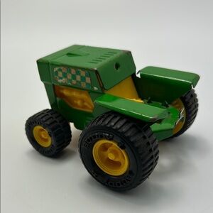 Vintage Buddy L Green Farm Toy Tractor Checkered Yellow Made In Japan Die Cast